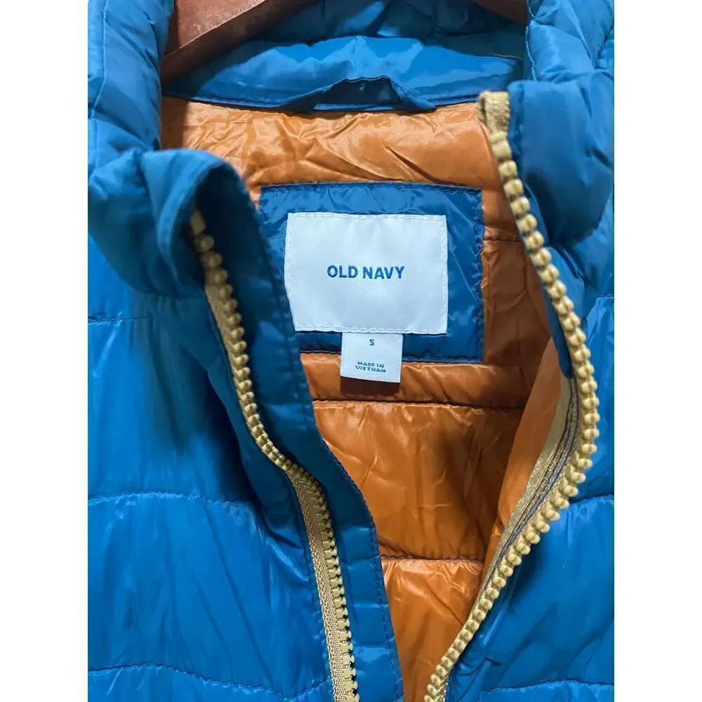 Old Navy Water Resistant Travel Quilted Jacket Blue Gorp Core Nylon Men's Size S